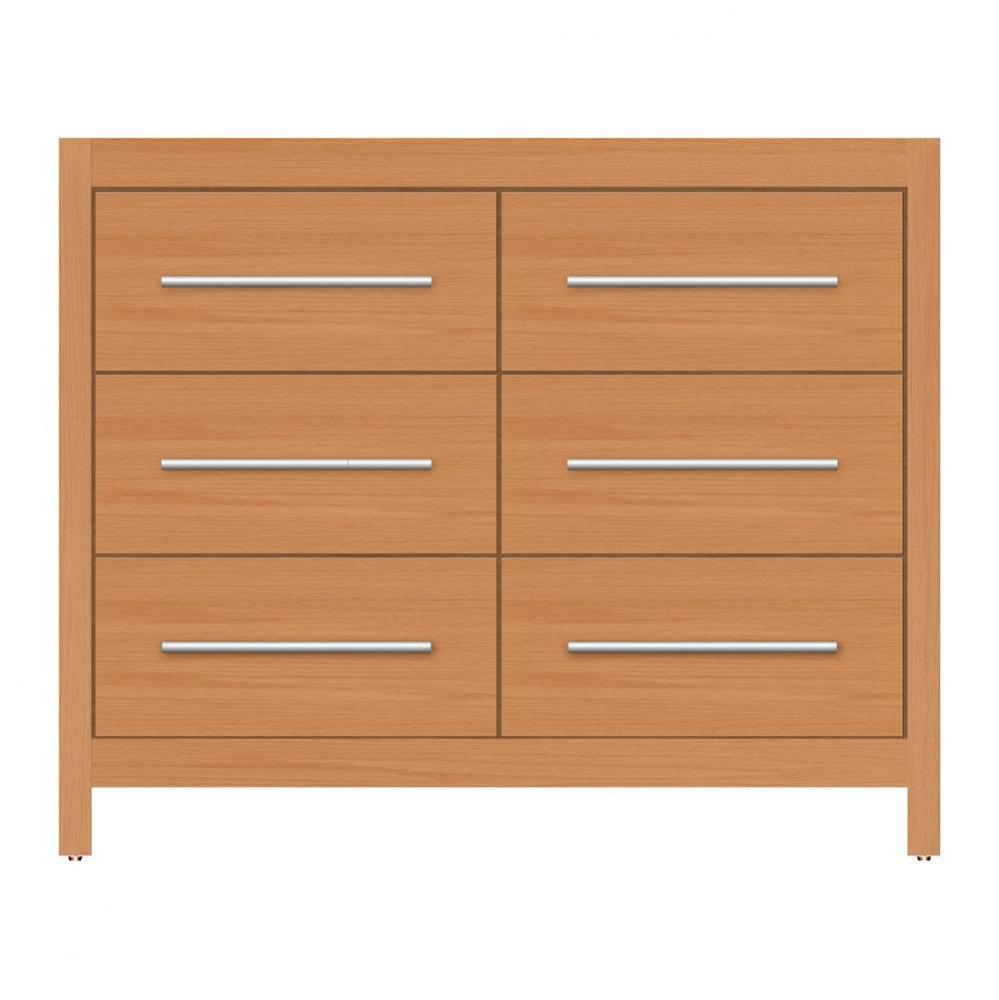 42 X 18.5 X 34.5 Belltown Vanity Tiered Miter Nat Oak 6 Drw