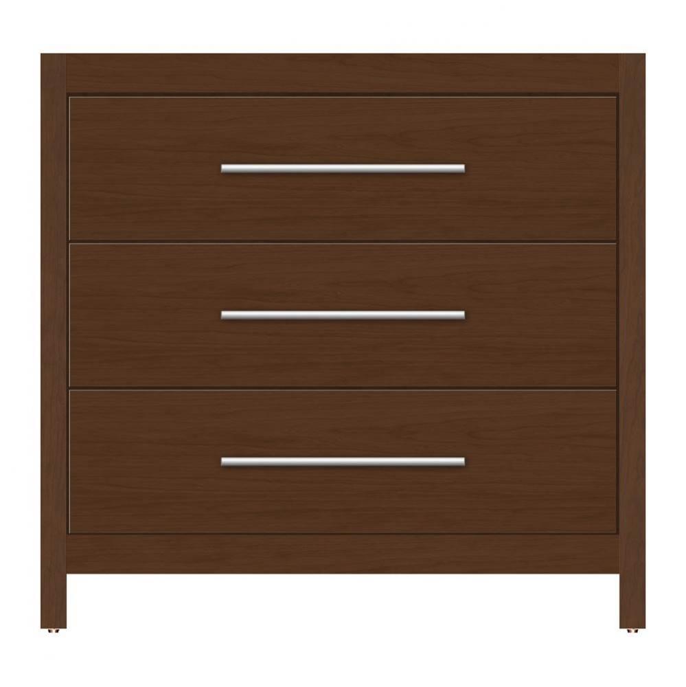36 X 21 X 34.5 Belltown Vanity Tiered Miter Pecan Cherry 3 Drw