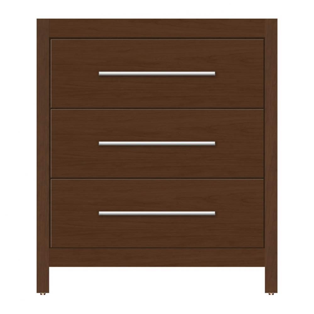 30 X 21 X 34.5 Belltown Vanity Tiered Miter Pecan Cherry 3 Drw