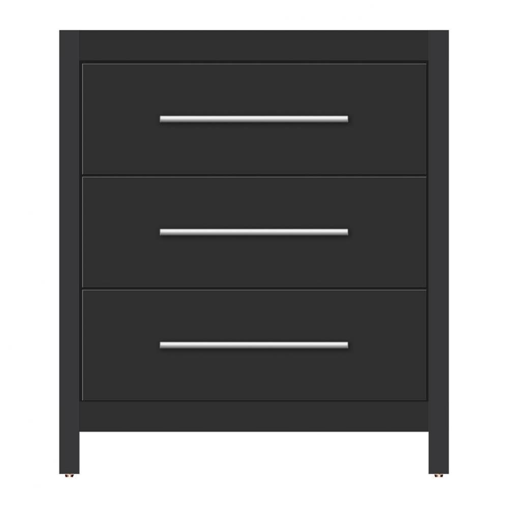 30 X 21 X 34.5 Belltown Vanity Tiered Miter Sat Black 3 Drw