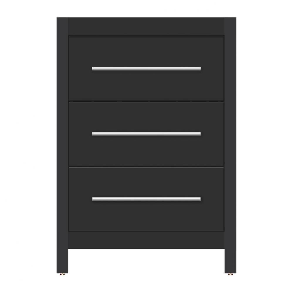 24 X 21 X 34.5 Belltown Vanity Tiered Miter Sat Black 3 Drw
