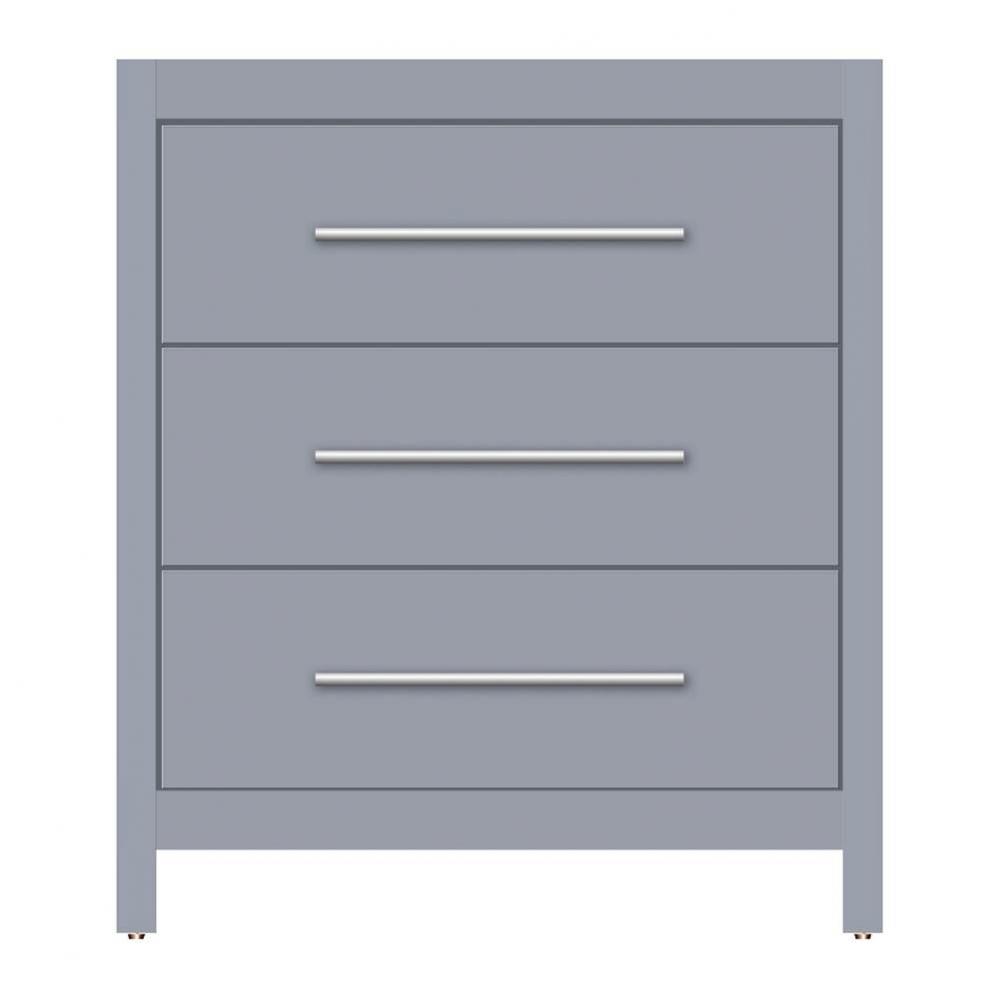 30 X 21 X 34.5 Belltown Vanity Tiered Miter Sat Silver 3 Drw