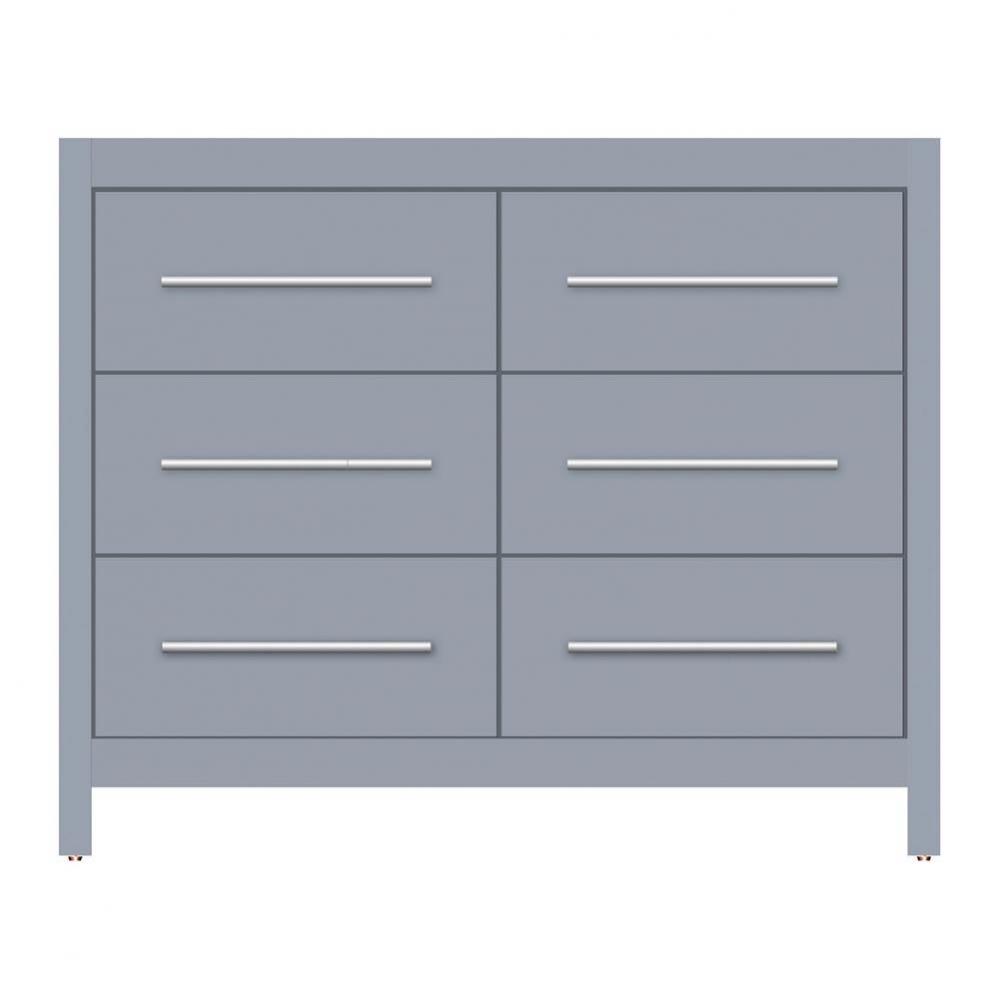 42 X 21 X 34.5 Belltown Vanity Tiered Miter Sat Silver 6 Drw