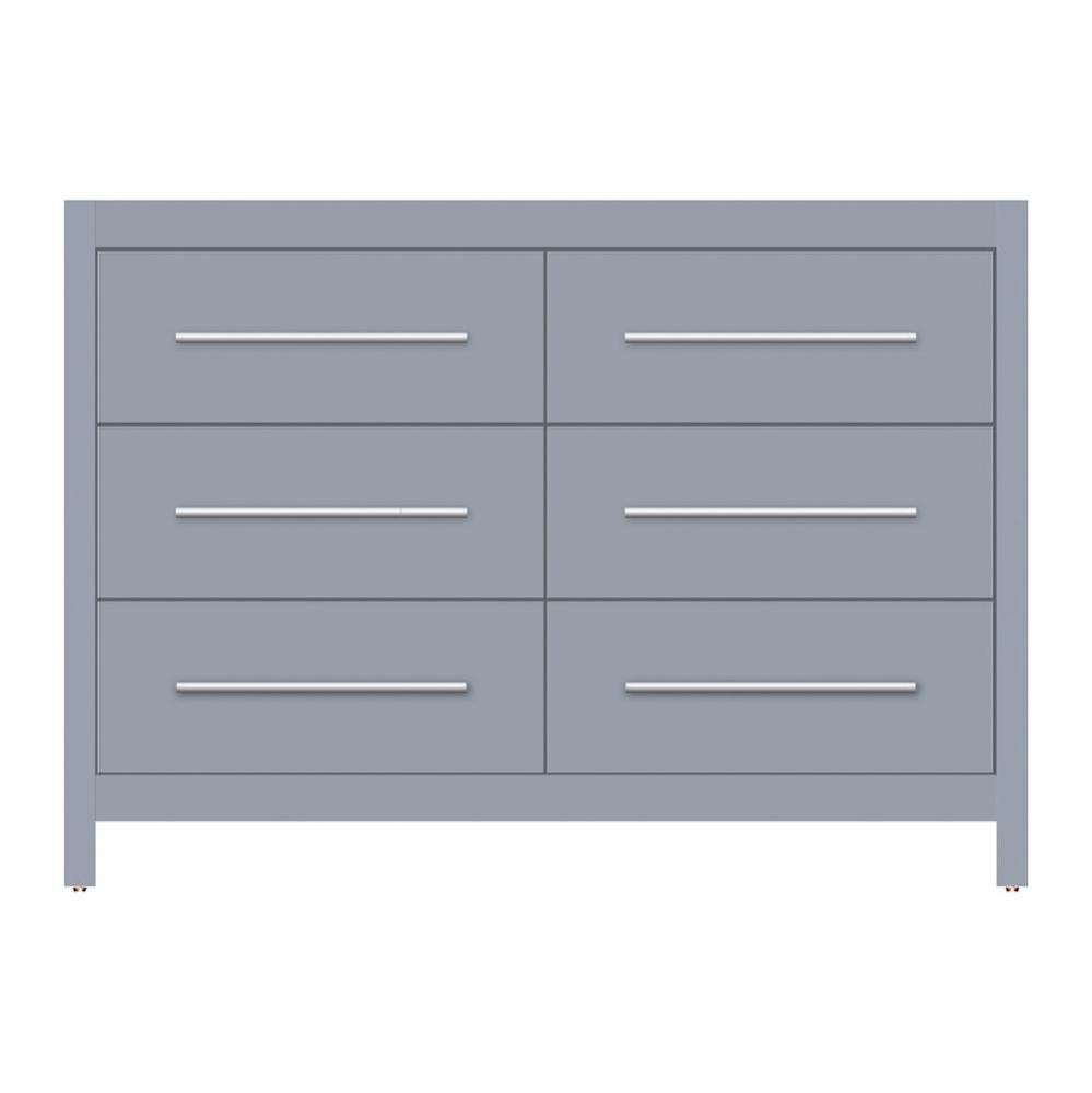 48 X 21 X 34.5 Belltown Vanity Tiered Miter Sat Silver 6 Drw