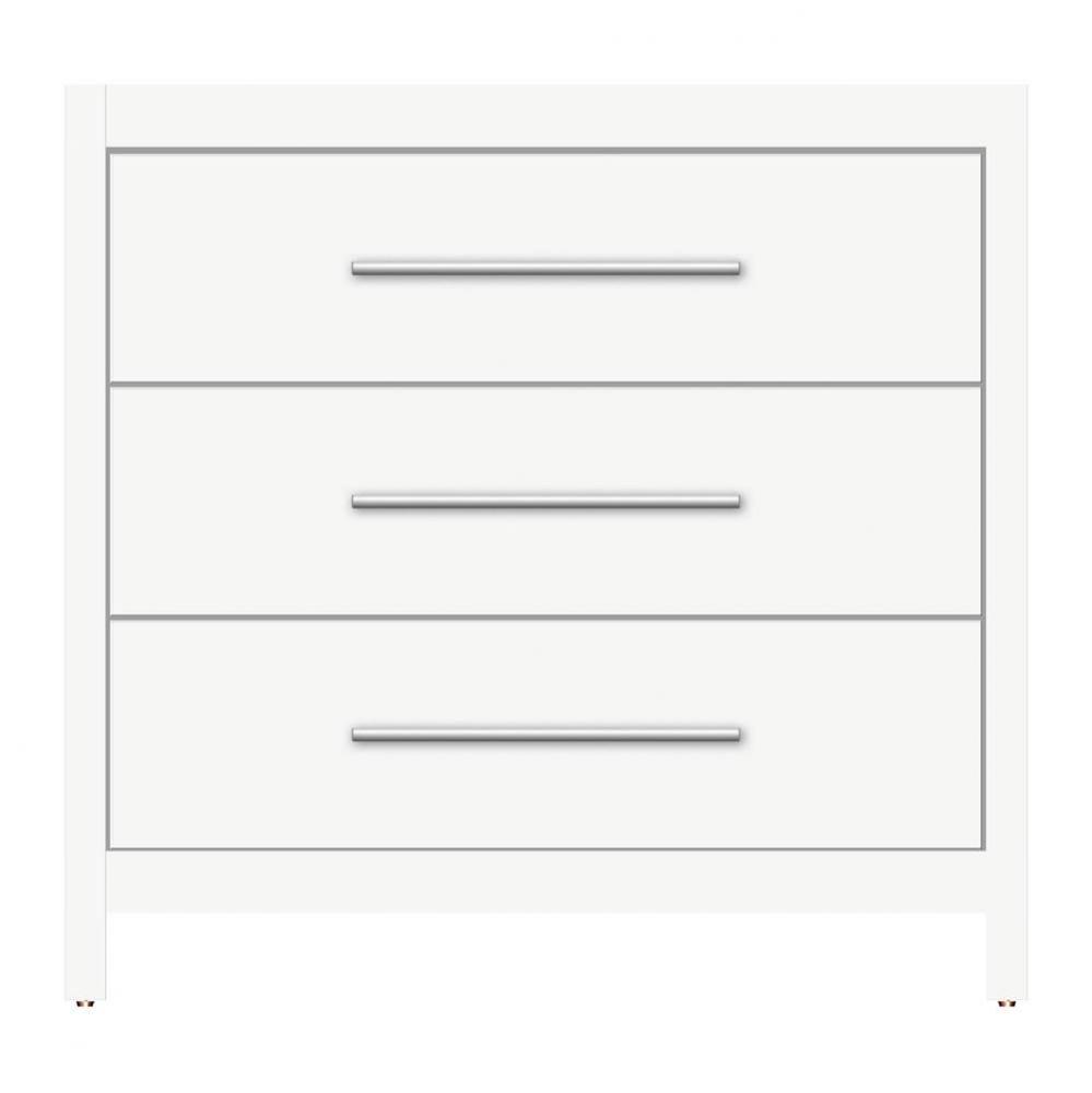 36 X 21 X 34.5 Belltown Vanity Tiered Miter Sat White 3 Drw
