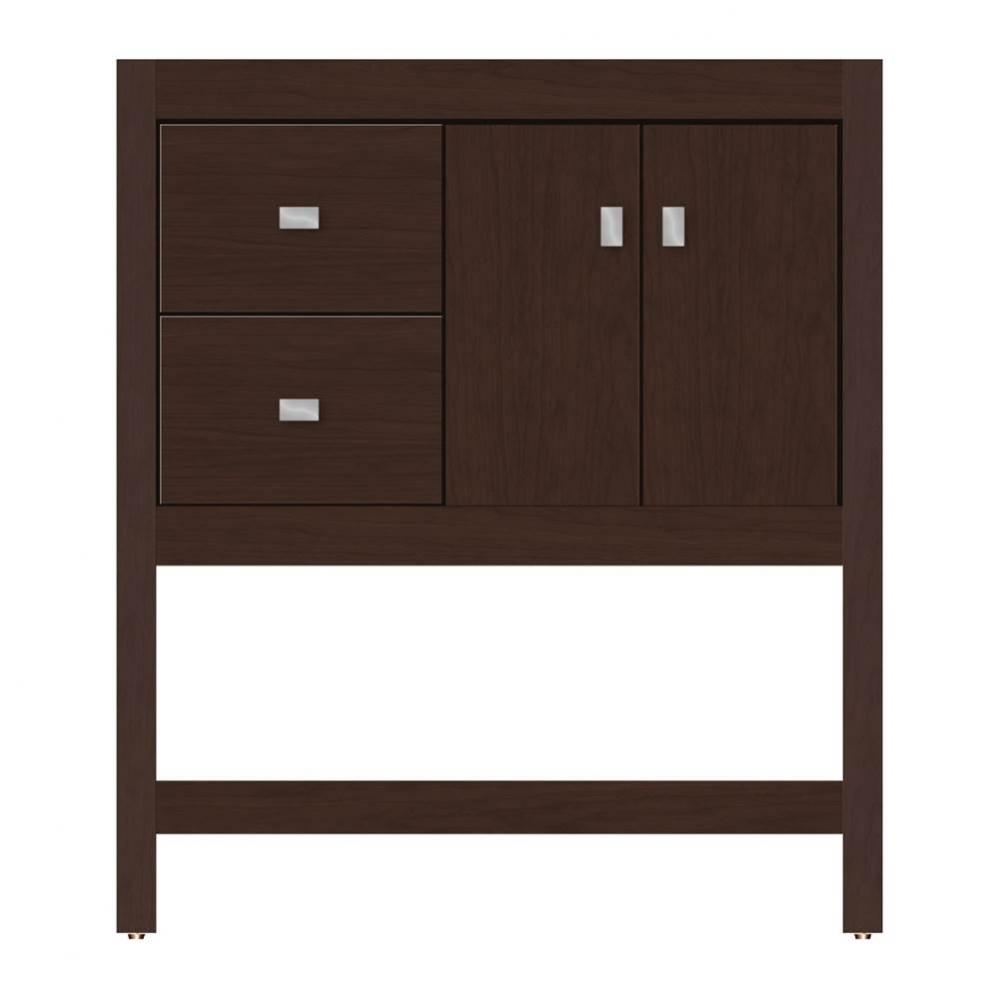 30 X 18.5 X 34.5 Alki Spa Vanity Tiered Miter Choc Cherry Lh