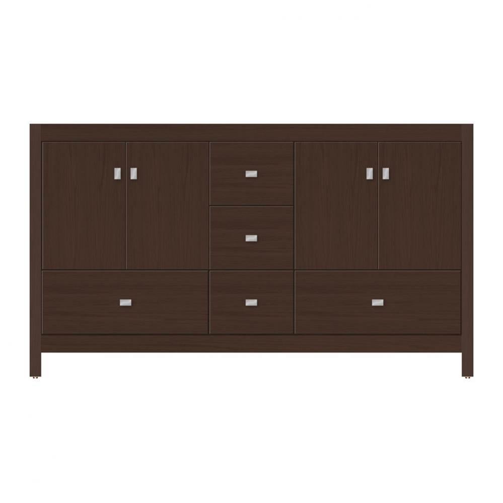 60 X 21 X 34.5 Alki Essence Vanity Tiered Miter Choc Oak Db
