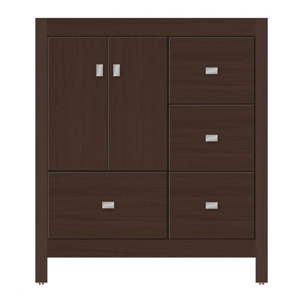 30 X 21 X 34.5 Alki Essence Vanity Tiered Miter Choc Oak Rh