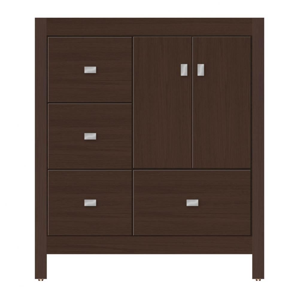 30 X 18.5 X 34.5 Alki Essence Vanity Tiered Miter Choc Oak Lh