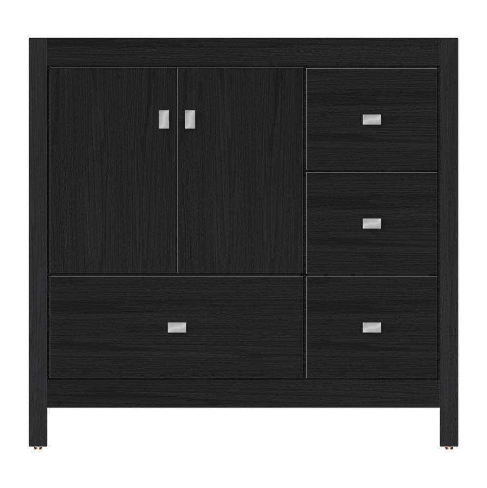 36 X 18.5 X 34.5 Alki Essence Vanity Tiered Miter Midnight Oak Rh