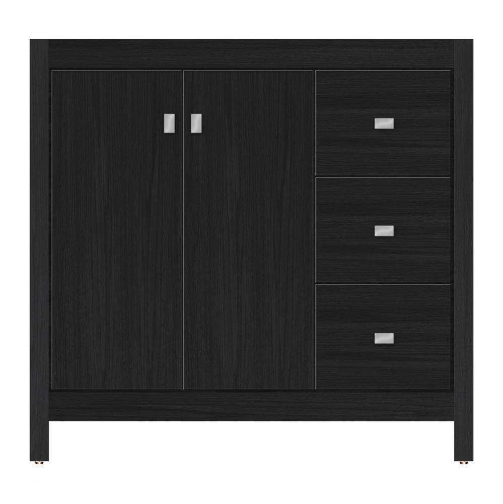 36 X 18.5 X 34.5 Alki View Vanity Tiered Miter Midnight Oak Rh