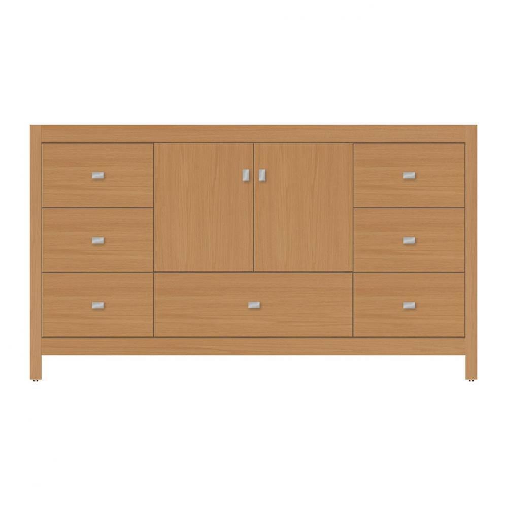 60 X 21 X 34.5 Alki Essence Vanity Tiered Miter Nat Oak Sb