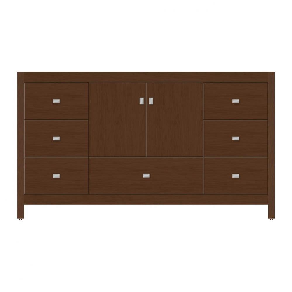 60 X 18.5 X 34.5 Alki Essence Vanity Tiered Miter Pecan Cherry Sb