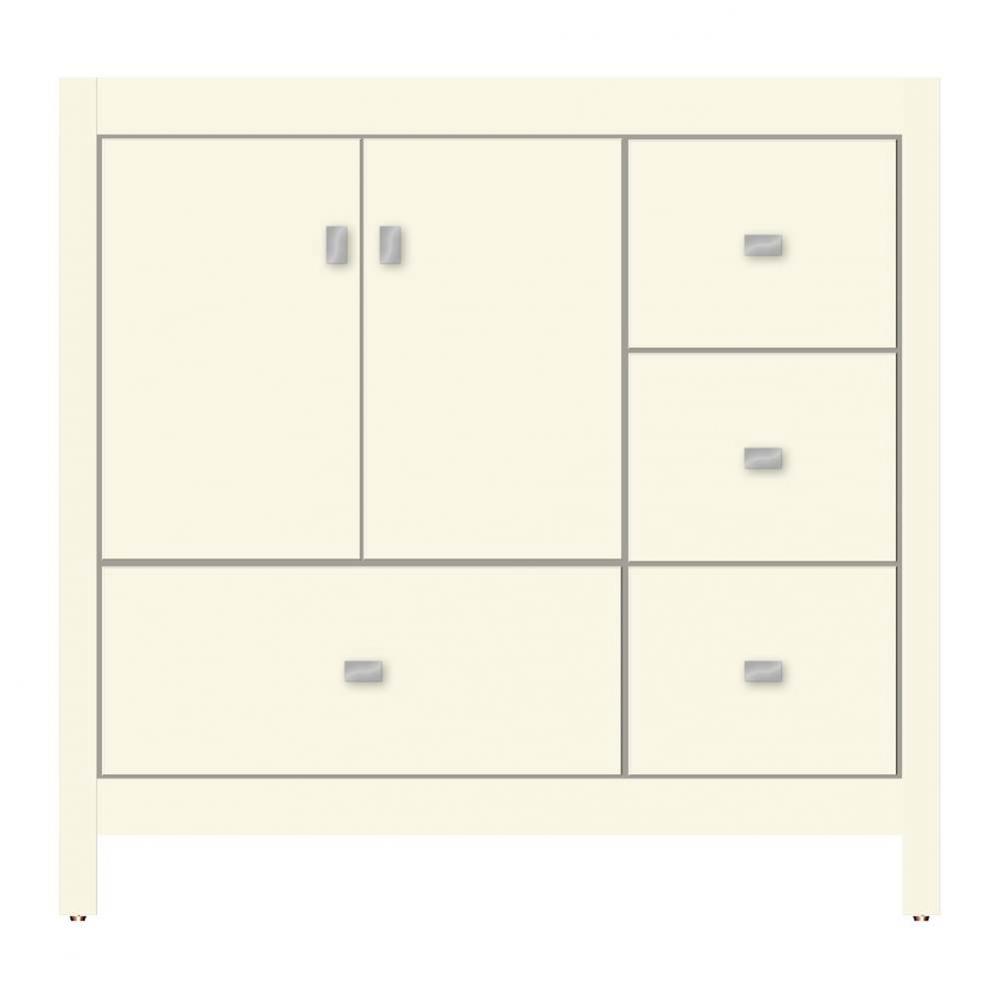 36 X 21 X 34.5 Alki Essence Vanity Tiered Miter Sat Biscuit Rh