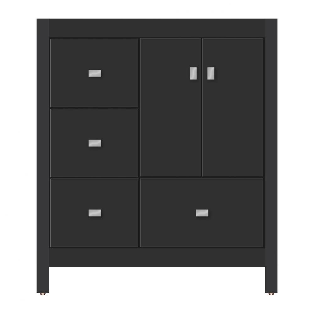 30 X 18.5 X 34.5 Alki Essence Vanity Tiered Miter Sat Black Lh