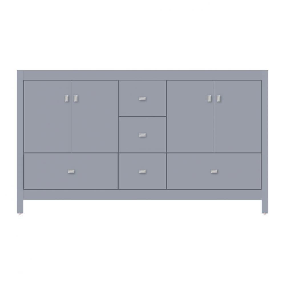 60 X 21 X 34.5 Alki Essence Vanity Tiered Miter Sat Silver Db