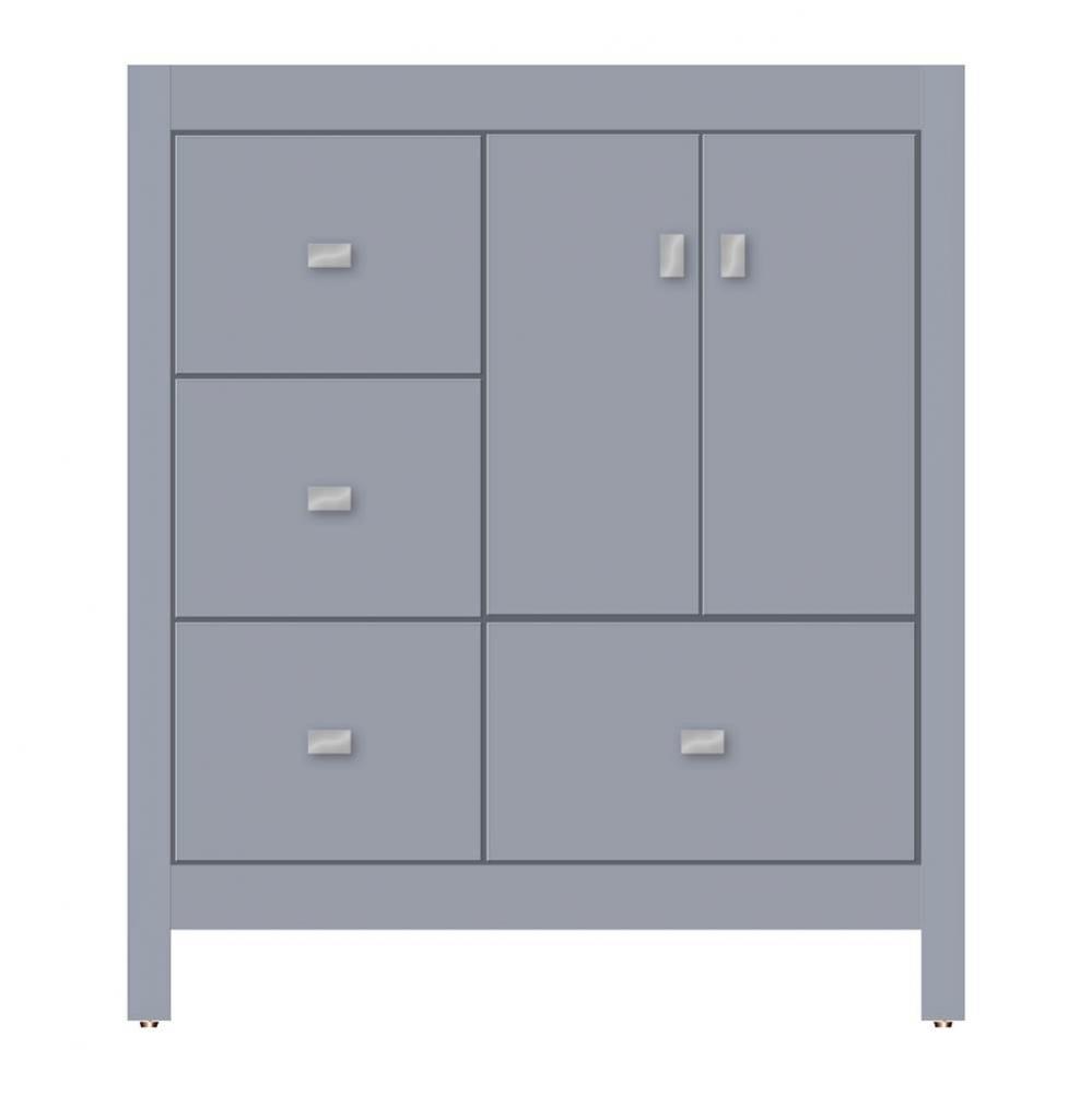 30 X 18.5 X 34.5 Alki Essence Vanity Tiered Miter Sat Silver Lh