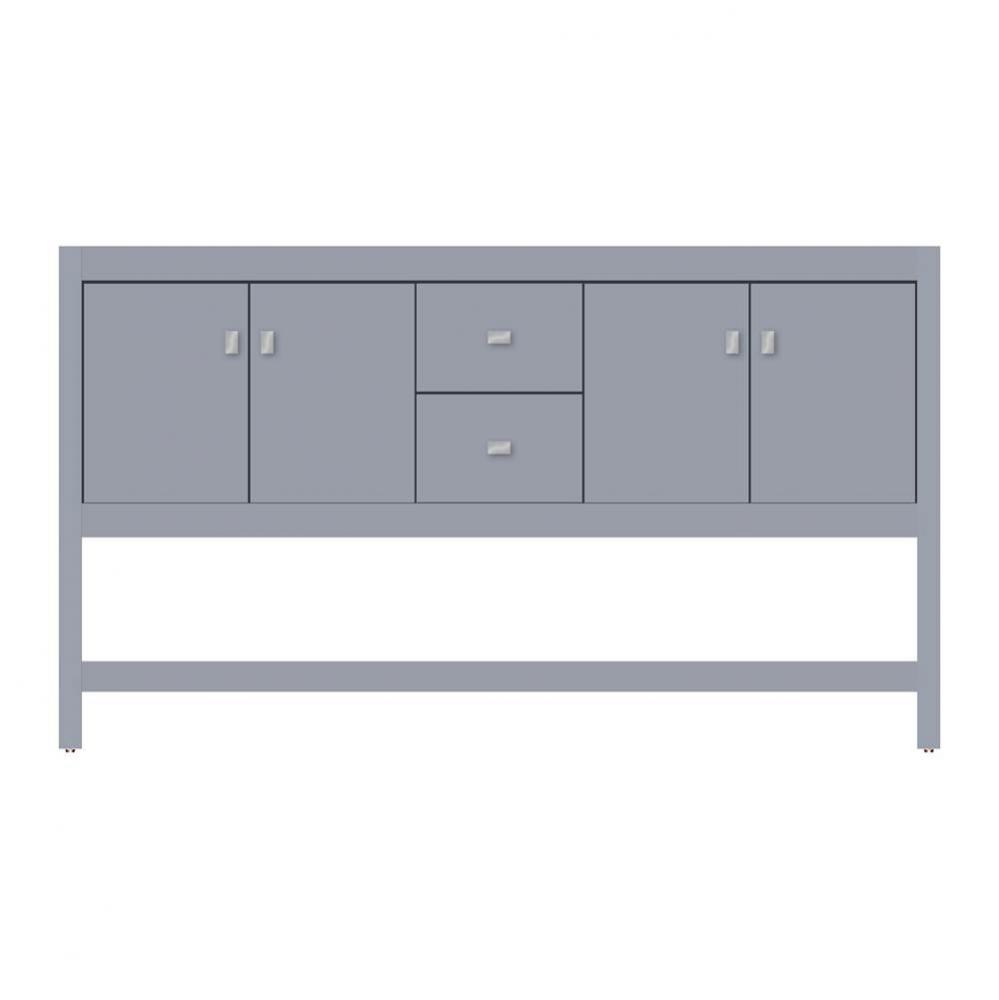 60 X 18.5 X 34.5 Alki Spa Vanity Tiered Miter Sat Silver Db