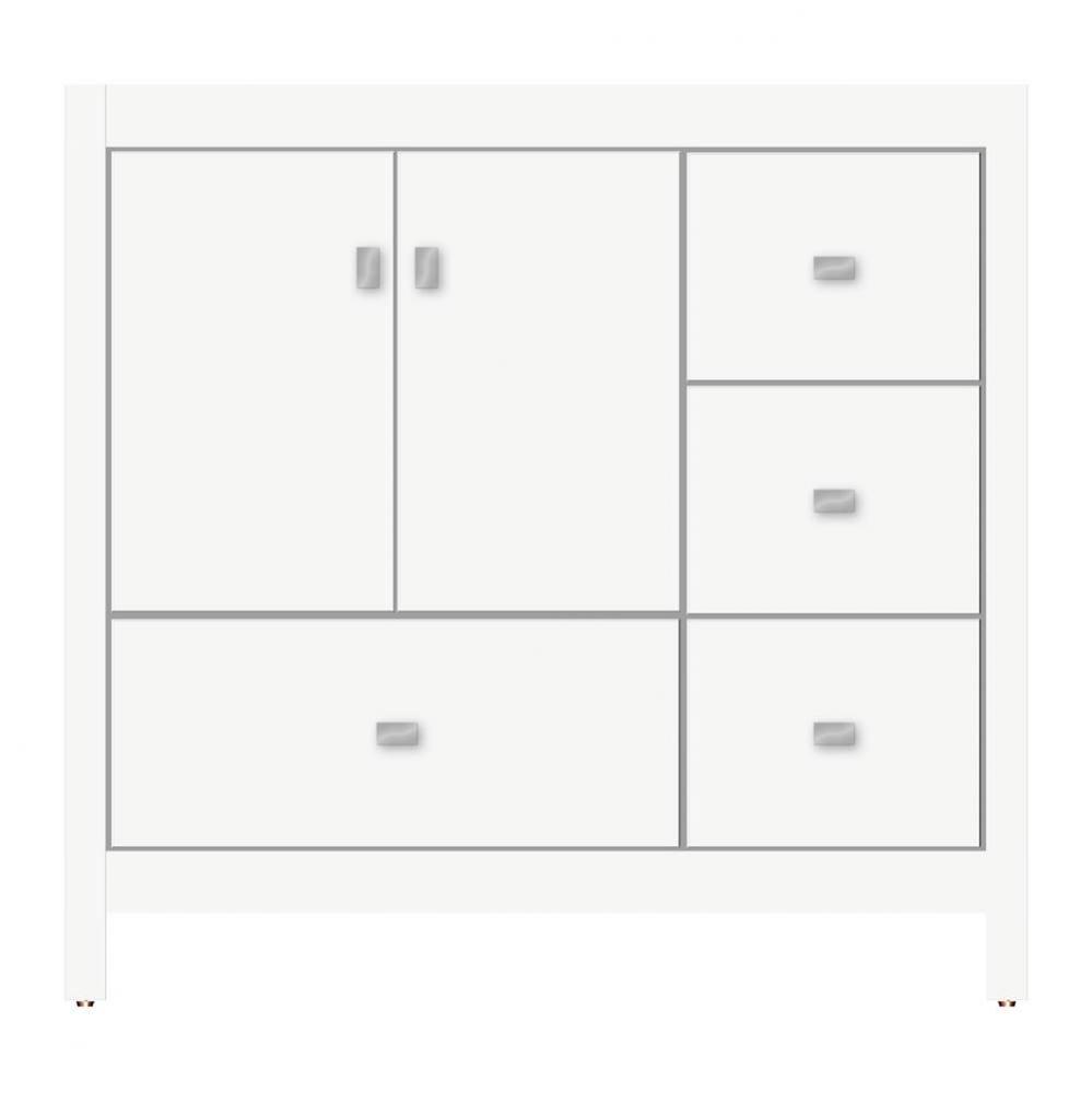 36 X 21 X 34.5 Alki Essence Vanity Tiered Miter Sat White Rh