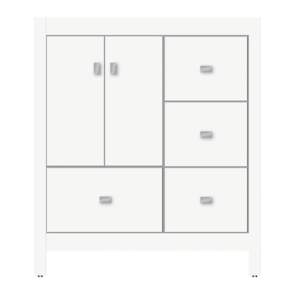30 X 21 X 34.5 Alki Essence Vanity Tiered Miter Sat White Rh