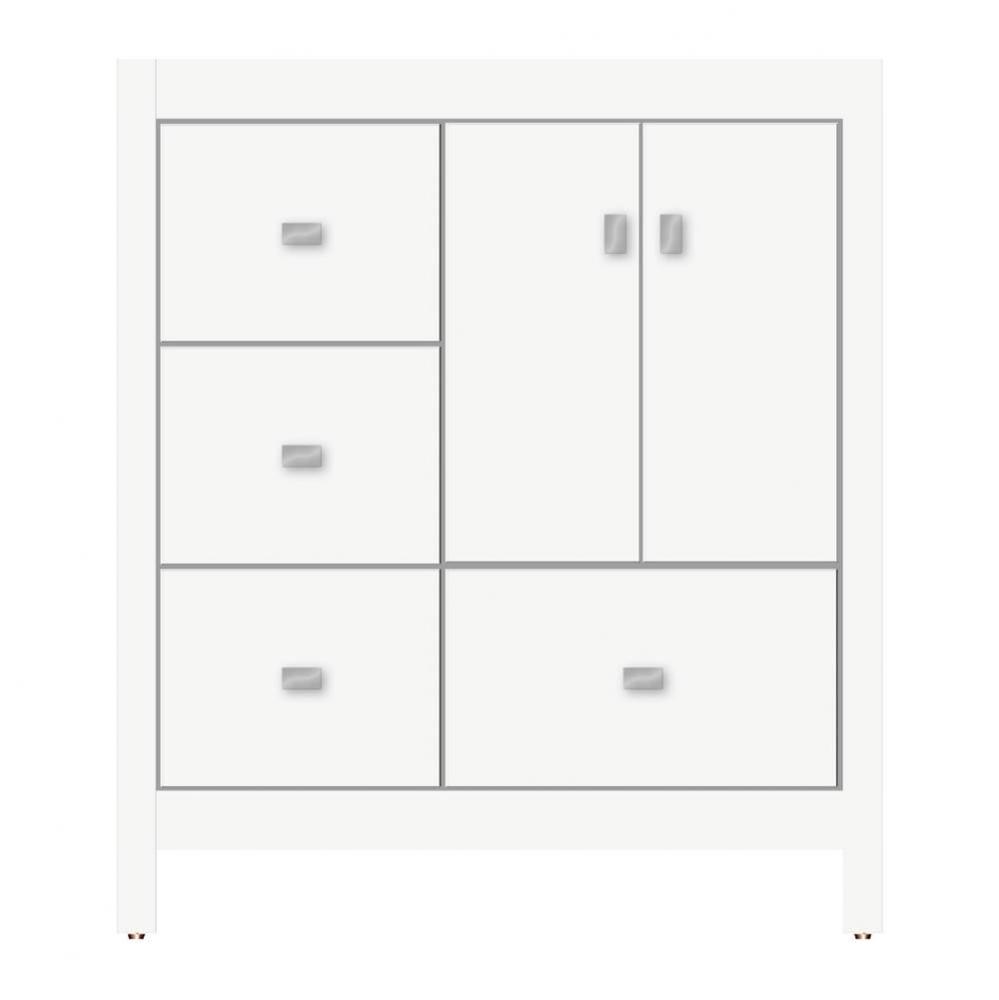 30 X 18.5 X 34.5 Alki Essence Vanity Tiered Miter Sat White Lh
