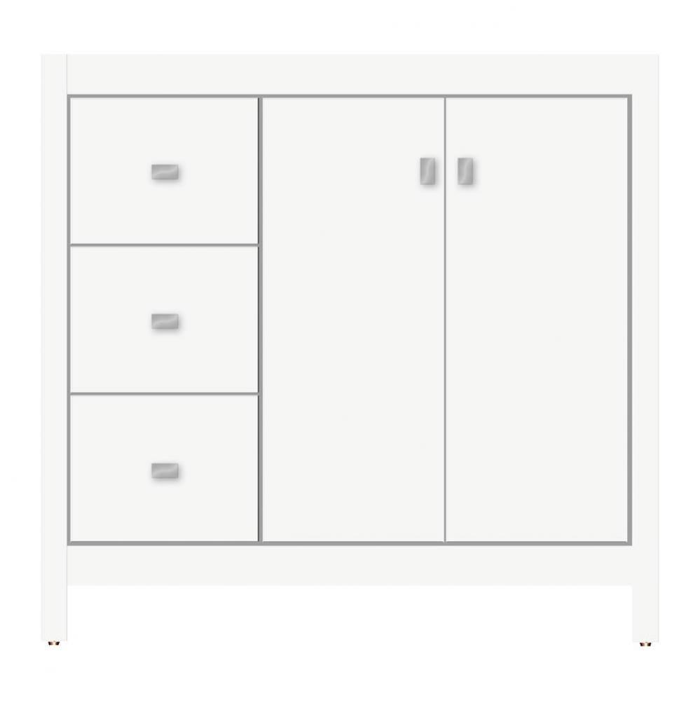 36 X 18.5 X 34.5 Alki View Vanity Tiered Miter Sat White Lh