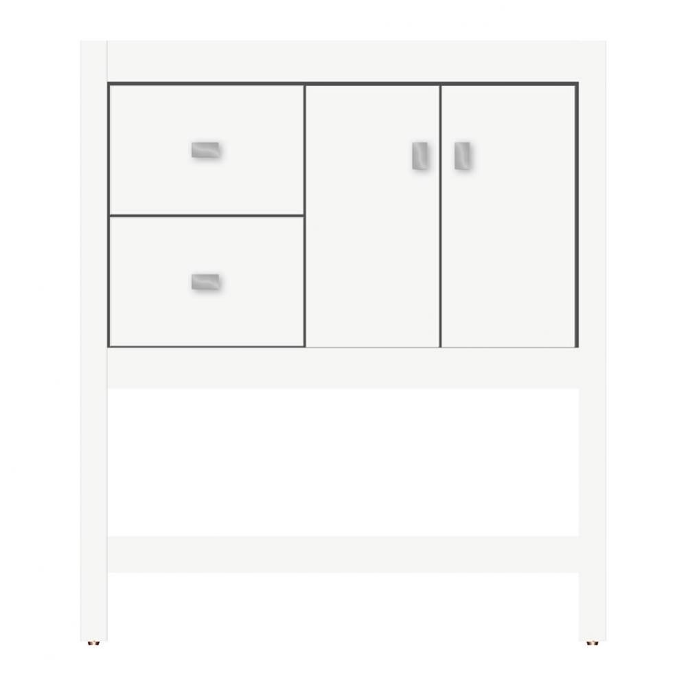 30 X 18.5 X 34.5 Alki Spa Vanity Tiered Miter Sat White Lh
