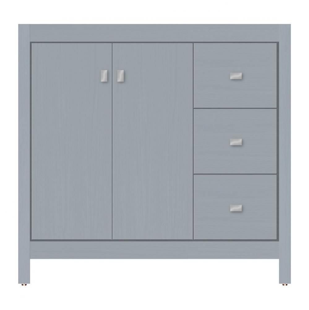 36 X 18.5 X 34.5 Alki View Vanity Tiered Miter Silver Oak Rh