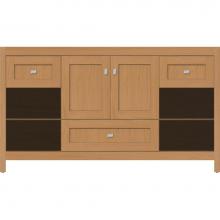 Strasser Woodenwork 50.666 - 60 X 18.5 X 34.5 Alki Cafe Vanity Shaker Nat Oak Sb