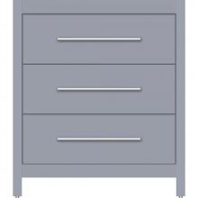 Strasser Woodenwork 55.895 - 30 X 21 X 34.5 Belltown Vanity Slab Sat Silver 3 Drw