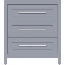 Strasser Woodenwork 55.892 - 30 X 18.5 X 34.5 Belltown Vanity Shaker Sat Silver 3 Drw