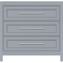 Strasser Woodenwork 55.743 - 36 X 21 X 34.5 Belltown Vanity Deco Miter Silver Oak 3 Drw