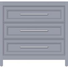 Strasser Woodenwork 55.906 - 36 X 18.5 X 34.5 Belltown Vanity Deco Miter Sat Silver 3 Drw