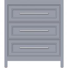 Strasser Woodenwork 55.907 - 30 X 21 X 34.5 Belltown Vanity Deco Miter Sat Silver 3 Drw