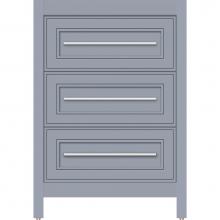 Strasser Woodenwork 55.912 - 24 X 18.5 X 34.5 Belltown Vanity Deco Miter Sat Silver 3 Drw