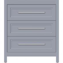 Strasser Woodenwork 56.044 - 30 X 18.5 X 34.5 Belltown Vanity Ogee Miter Sat Silver 3 Drw