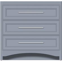 Strasser Woodenwork 45-582 - 36 X 18 X 34.5 Ravenna Town Vanity Deco Miter Sat Silver 3 Drw