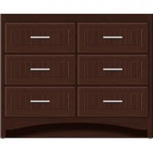 Strasser Woodenwork 45-786 - 42 X 18 X 34.5 Ravenna Town Vanity Beaded Choc Cherry 6 Drw