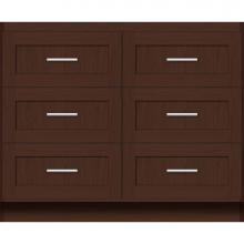 Strasser Woodenwork 23-669 - 42 X 18 X 34.5 Montlake Town Vanity Shaker Choc Oak 6 Drw