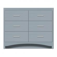 Strasser Woodenwork 47-270 - 42 X 18 X 34.5 Ravenna Town Vanity Tiered Miter Silver Oak 6 Drw