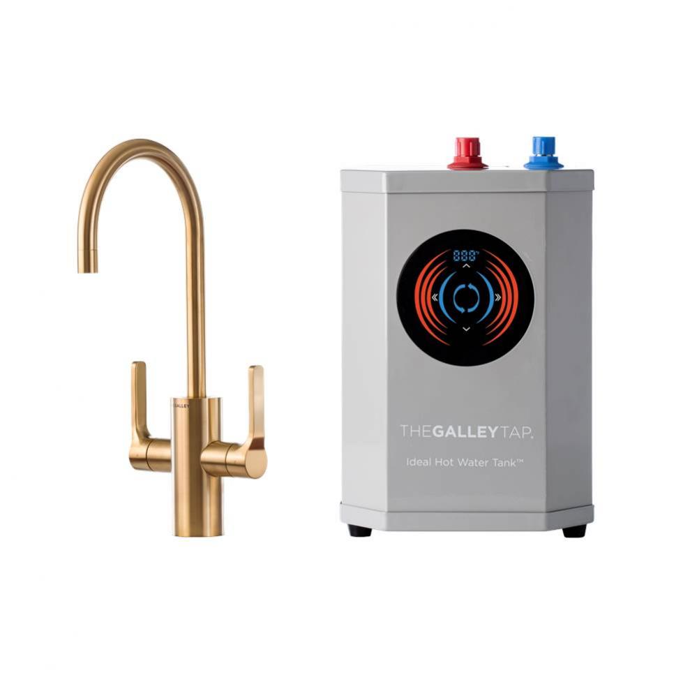 Ideal Hot & Cold Tap in PVD Brushed Gold Stainless Steel and Ideal Hot Water Tank
