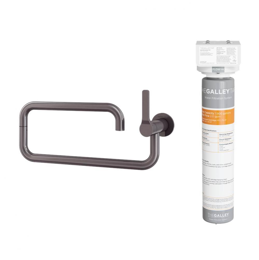 Ideal Pot Filler Tap in PVD Gun Metal Gray  Stainless Steel and Water Filtration System