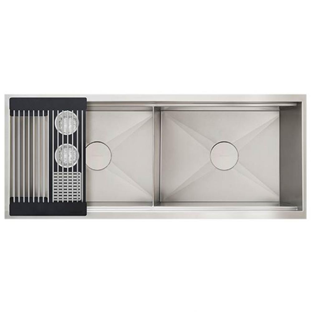 Ideal Double Bowl WashStation  4D with Four Tool Wash Kit in Graphite Wood Composite and Resin