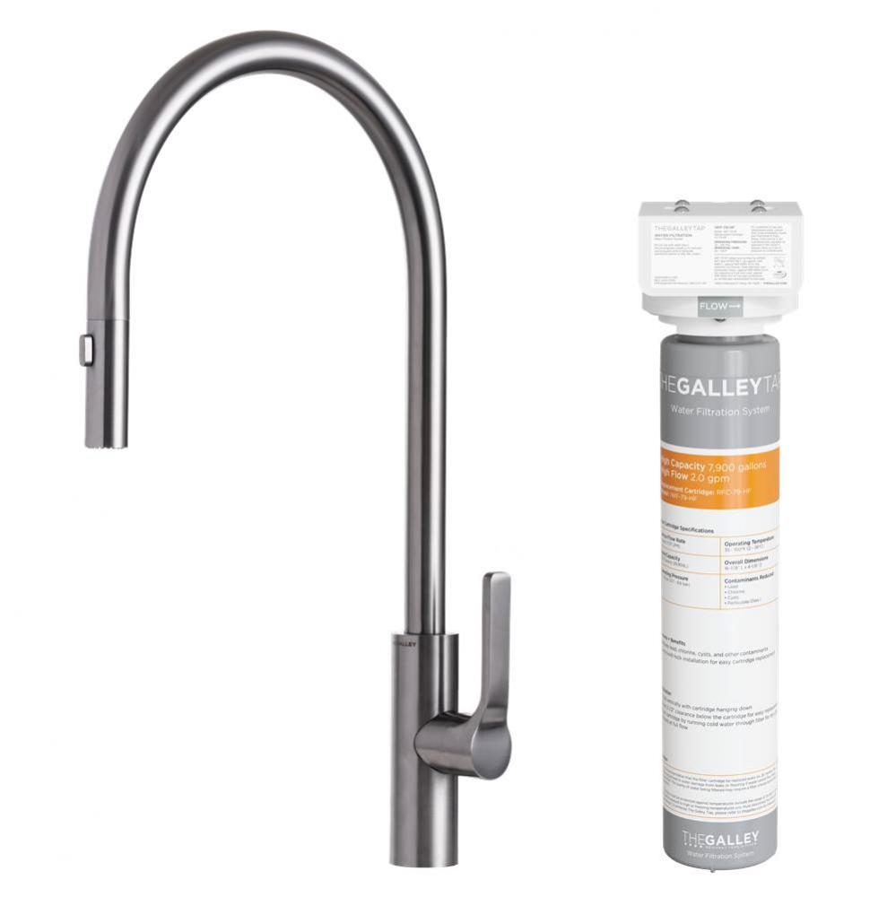 Ideal Tap High-Flow in PVD Gun Metal Gray  Stainless Steel and Water Filtration System