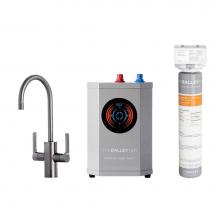 The Galley IHTF-D-GSS - Ideal Hot & Cold Tap in PVD Gun Metal Gray  Stainless Steel, Ideal Hot Water Tank  and Water F