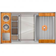 The Galley IWA-3-S-TT-BA - Ideal ThinTop™ WashStation™ 3S with Four Tool Wash Kit in Natural Golden Bamboo / Exclusive Gr
