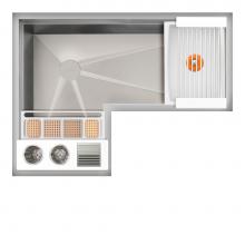 The Galley IWA-3X4-C-WH - Ideal Corner WashStation  3X4C with Four Tool Wash Kit in Designer White Resin