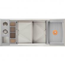 The Galley IWA-4-D-GR - Ideal Double Bowl WashStation  4D with Four Tool Wash Kit in Exclusive Gray Resin