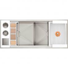 The Galley IWA-4-D-WH - Ideal Double Bowl WashStation  4D with Four Tool Wash Kit in Designer White Resin