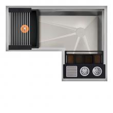 The Galley IWA-4X3-C-GT - Ideal Corner WashStation  4X3C with Four Tool Wash Kit in Graphite Wood Composite and Resin
